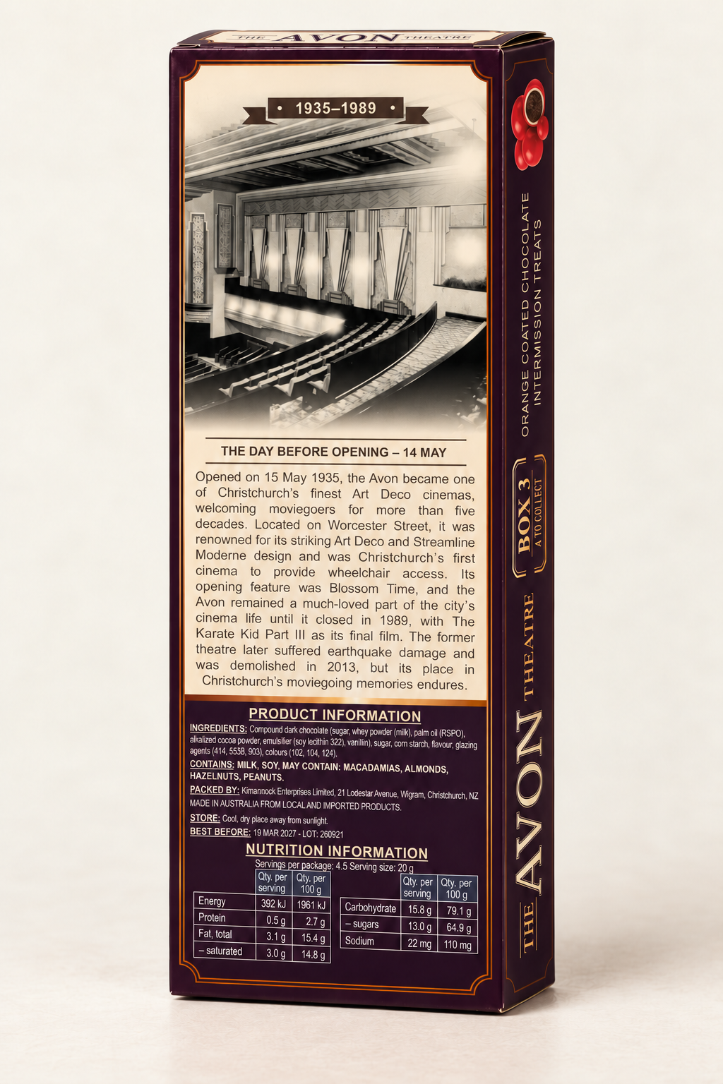 Avon Intermission Treats 90 g carton — back product view