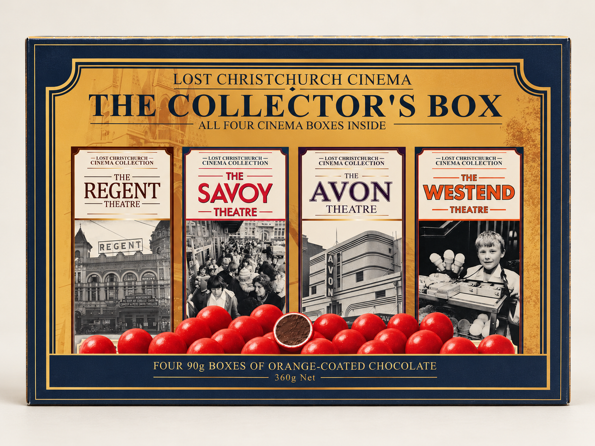 The Lost Christchurch Cinema Collector’s Box, containing the Regent, Savoy, Avon and Westend designs