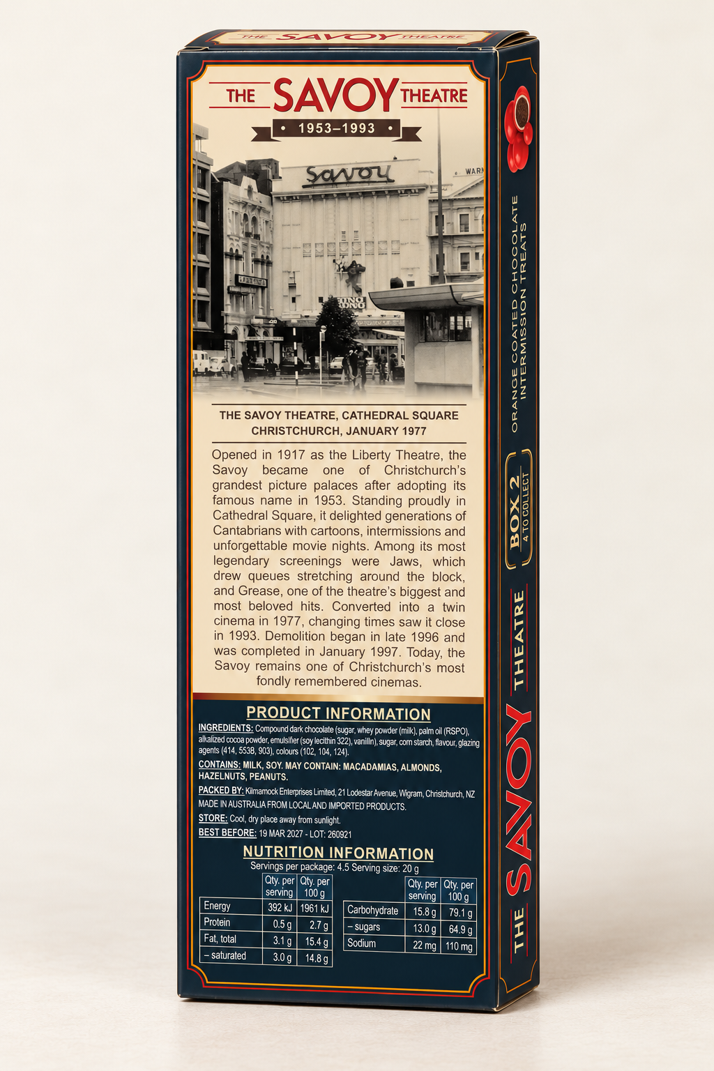 Savoy Intermission Treats 90 g carton — back product view