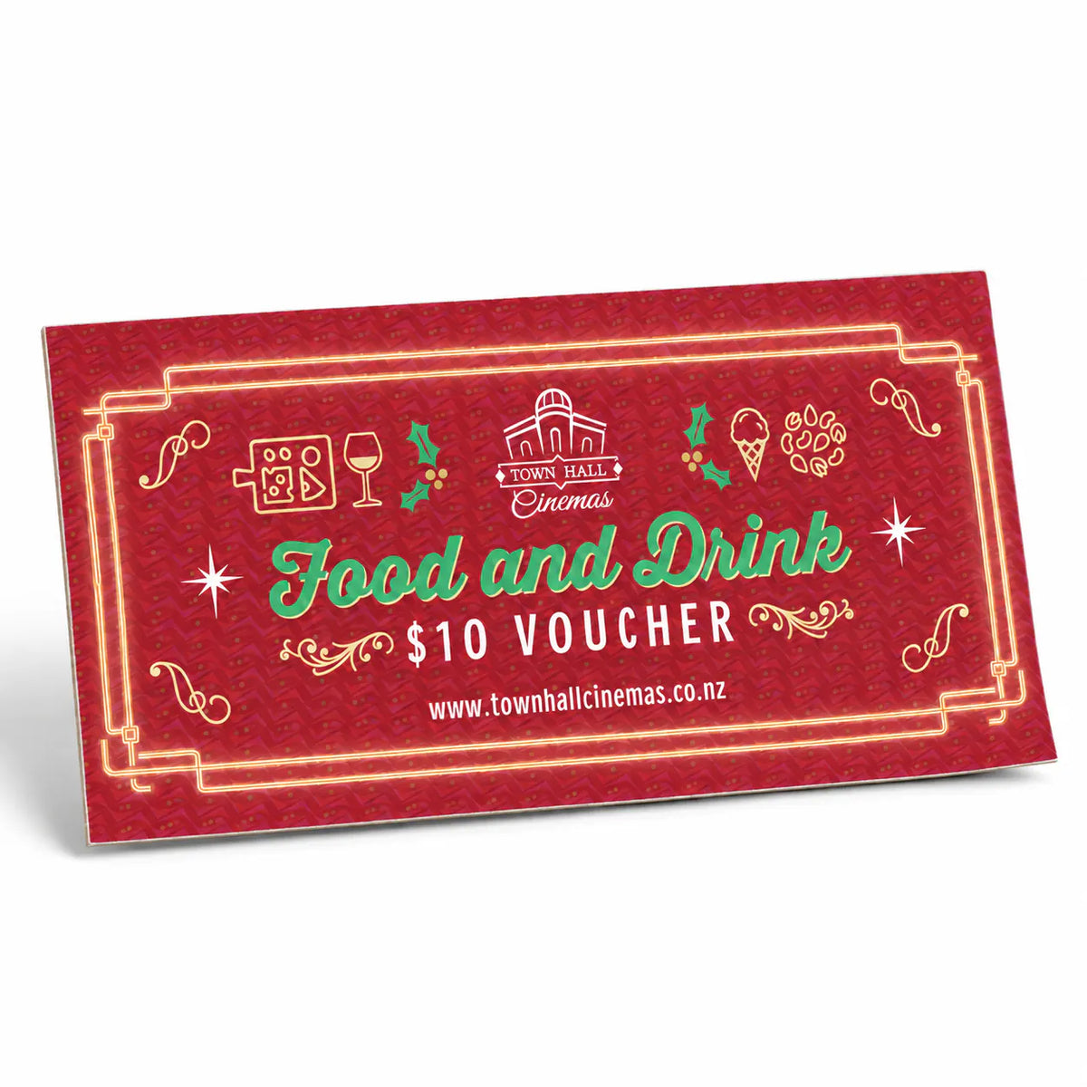 Town Hall Cinemas $10 Food and Drink Voucher on a white background